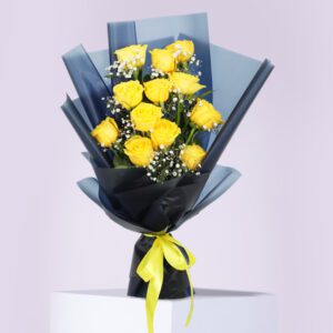 Designer Bouquet of 12 Yellow Roses