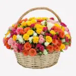 Basket of Colourful Spray Roses