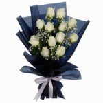 Designer Bouquet of 12 White Roses