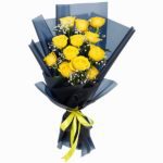 Designer Bouquet of 12 Yellow Roses