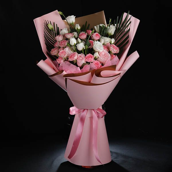Ravishing Pink and White Roses Bouquet JuneFlowers