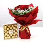 Romance of Red Rose with Ferrero Rocher Chocolate