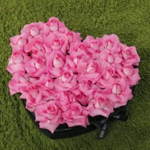 Perfect Pink Roses in Heart Shaped Box