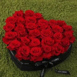 Perfect Red Roses in Heart Shaped Box-1