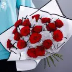 Red Roses with White Wrap-1