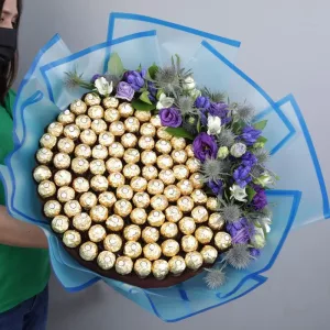 Ferrero Bouquet with Blue Flowers by June Flowers